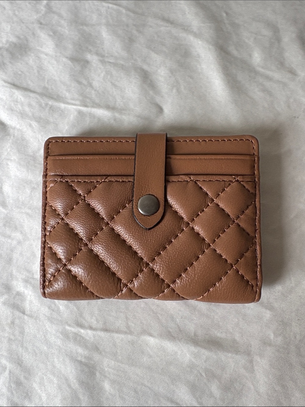 NWOT Kurt Geiger Quilted Brown Leather Card Wallet